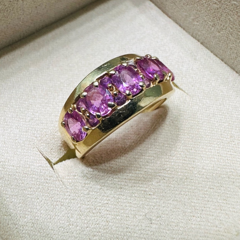 Solid 14Kt Gold Pink Sapphire Ring - Picture 15 of 15